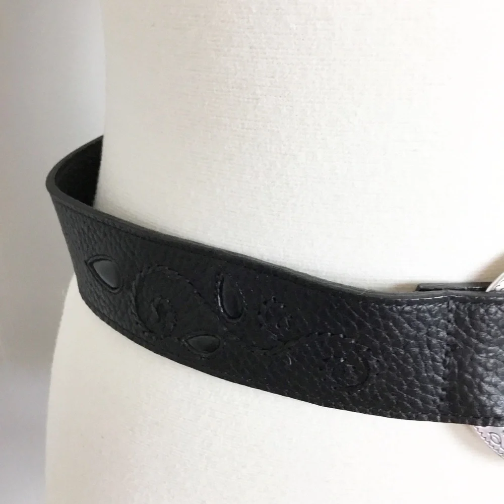 Brighton Leather Black Belt With Silver Size S